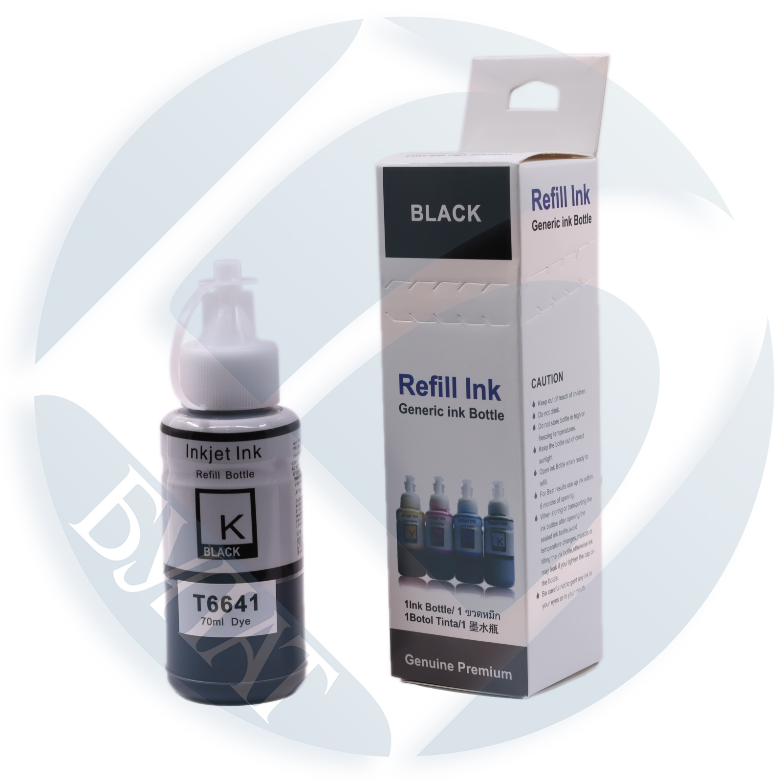 Контейнер с чернилами (с клапаном) Epson L100/L200/L300/L605/L1455 T6641/C13T66414A Black (4.5k/70мл) dye