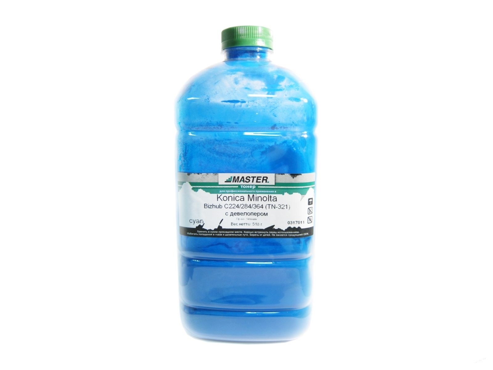 Тонер Konica Minolta bizhub C224 C258 C308 C368 C284 C364 тип TN-321 TN-324, cyan, 518 гр/канистра с девелопером ЯПОНИЯ