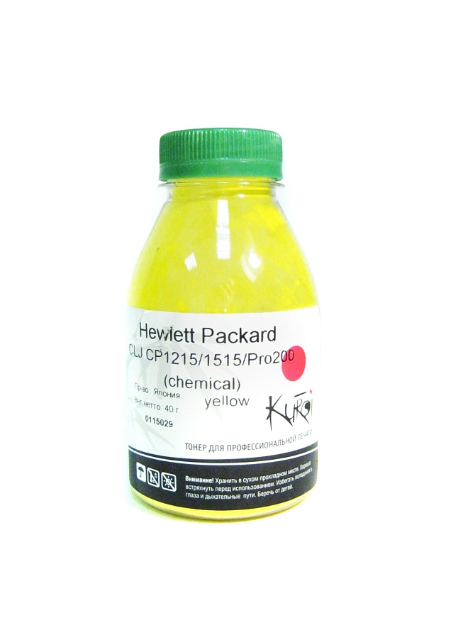 Тонер HP CLJ CP1215 CP1515 CP1525 CM1312 CM1415 Pro 200 M251n M276 Canon LBP-5050 LBP-7100 LBP-7110 Kuroi, yellow, 40г/банка, химический