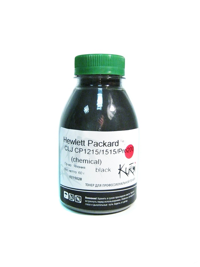 Тонер HP CLJ CP1215 CP1515 CP1525 CM1312 CM1415 Pro 200 M251n M276 Canon LBP-5050 LBP-7100 LBP-7110, Kuroi, black, 60г/банка, химический