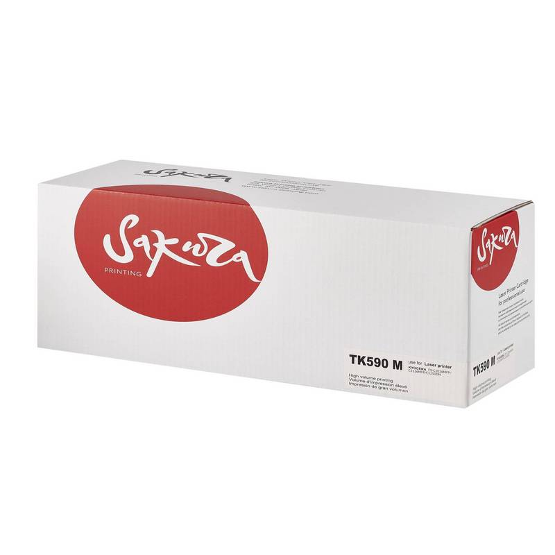 Картридж Sakura TK-590 M (1T02KVBNL0) для Kyocera Mita FS-C2026/FS-C2126MFP, пурпурный, 5000 к.