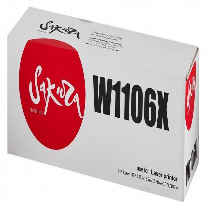 Картридж Sakura W1106X (106X) для HP Laser107a/107r/107w/135aMFP/135rMFP/135wMFP/137fnwMFP, черный, 3000 к.