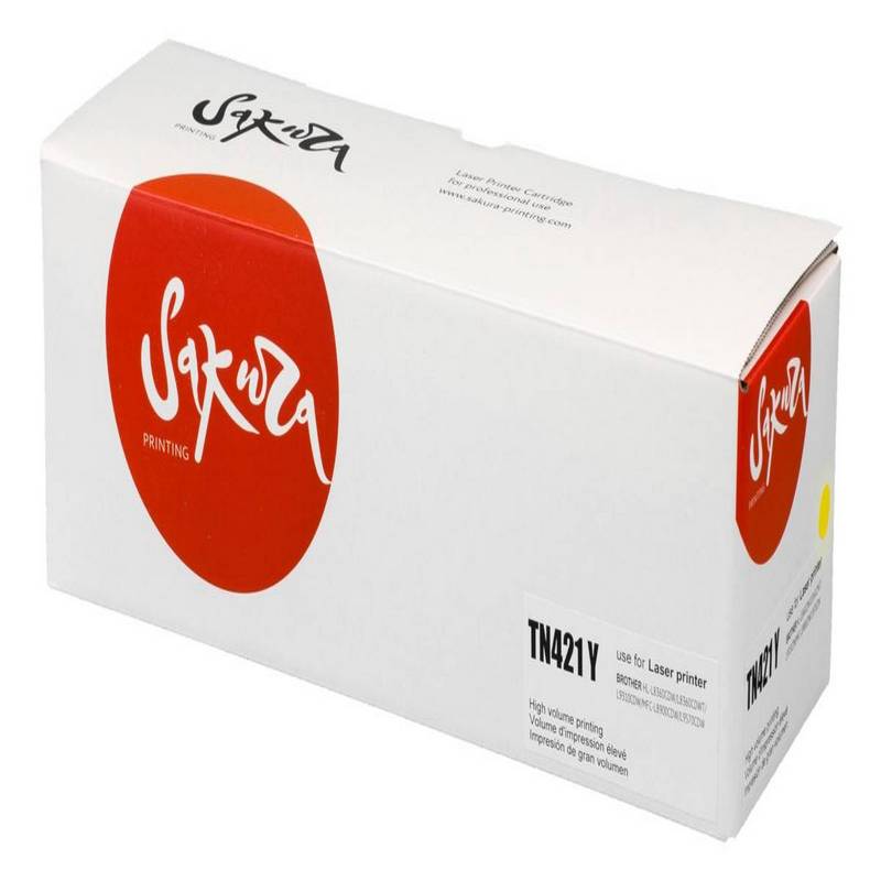 Картридж Sakura TN 421 Y для Brother HL-8260DCW/DCP-8410/MFC-8690, желтый, 1800 к.