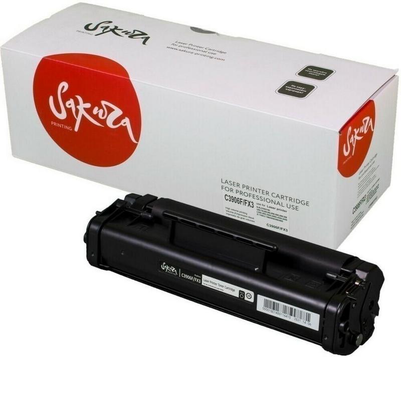 Картридж Sakura C3906A/FX3 для HP, Canon LJ 5L/6L/3100/3150/1100/L200/L250/L300/MP-L90, черный, 2500 к.