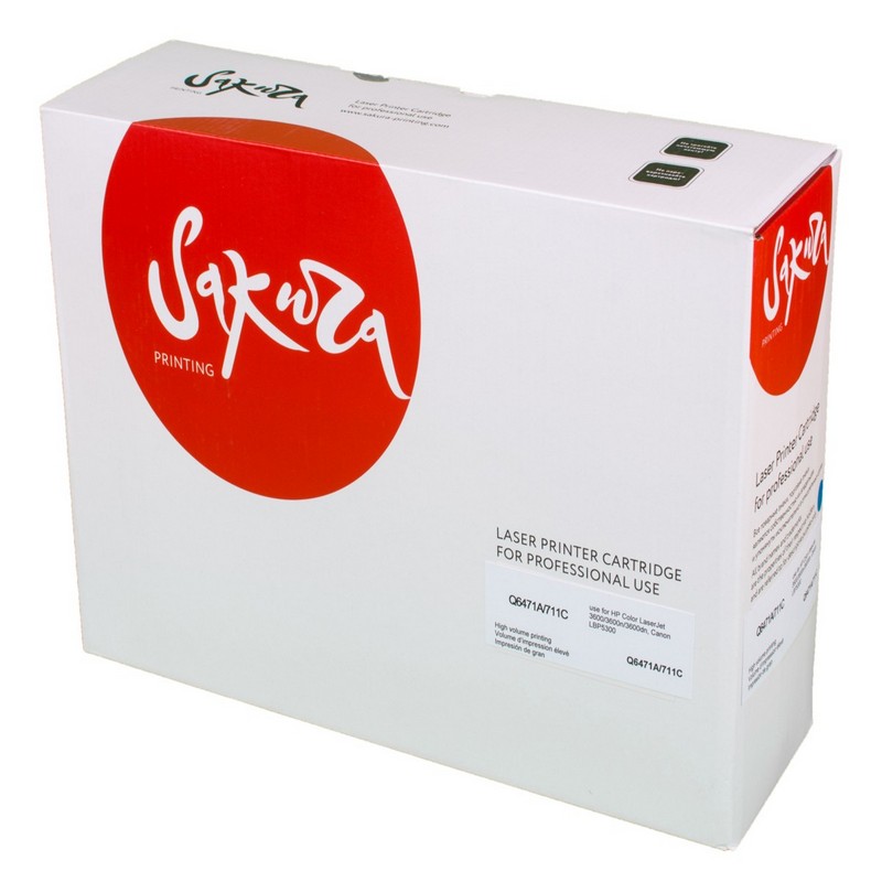 Картридж Sakura Q6471A/711C для HP, Canon LJ 3600/LJ 3600n/LJ 3600dn, голубой, 6000 к.
