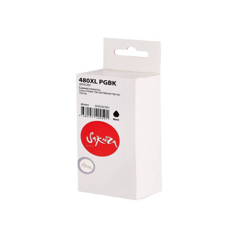 Струйный картридж Sakura 2023C001 (480XL PG Black ) для Canon PIXMA TS6140/TR8540/TS8140/TS9140, пигментный тип чернил, черный, 24,4 мл., 600 к.
