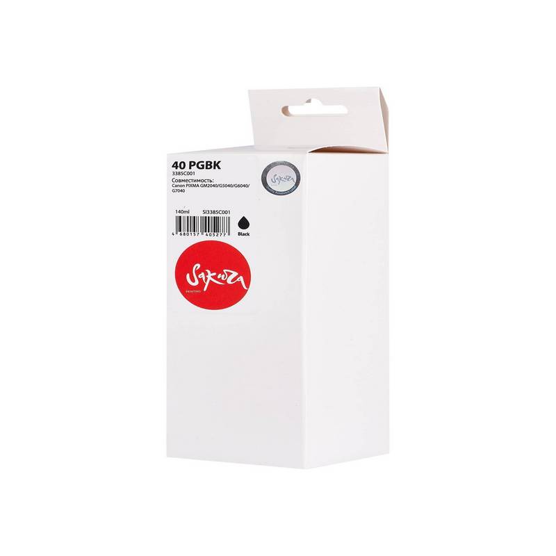 Чернила Sakura 3385C001 (GI-40PGBK) для Canon PIXMA GM2040/G5040/G6040/G7040, черный, пигментный тип, 140 мл., 5000 к.