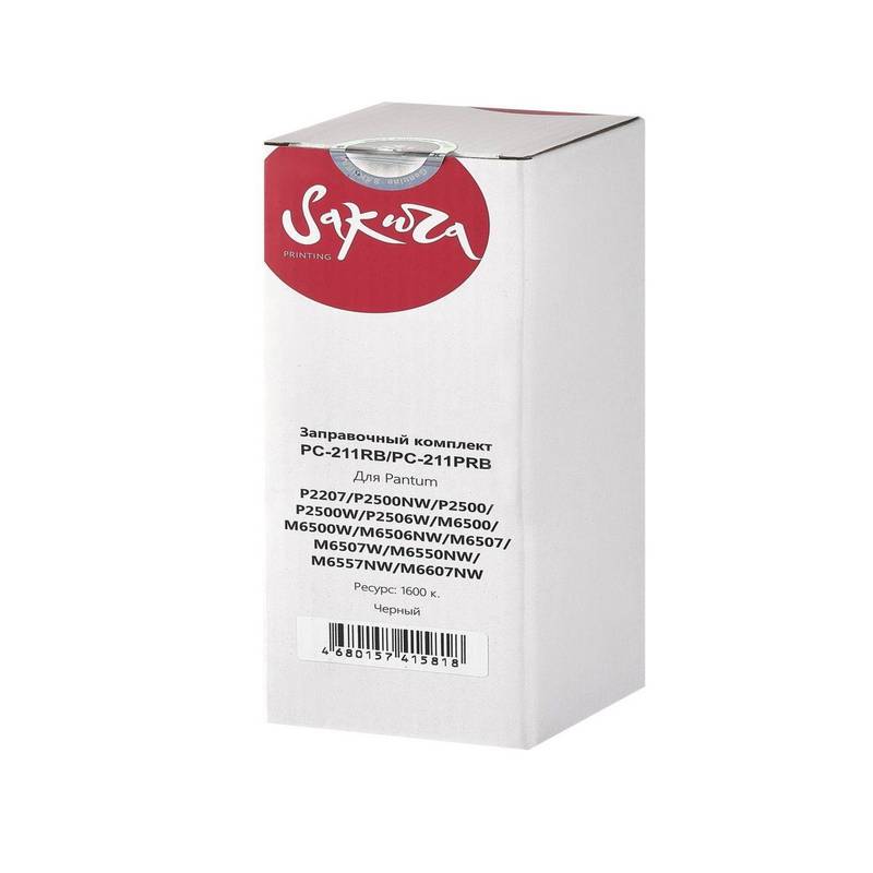 Заправочный комплект тонера с чипом Sakura ZKPC-211RB для Pantum , черный, 65гр. PC-211RB
