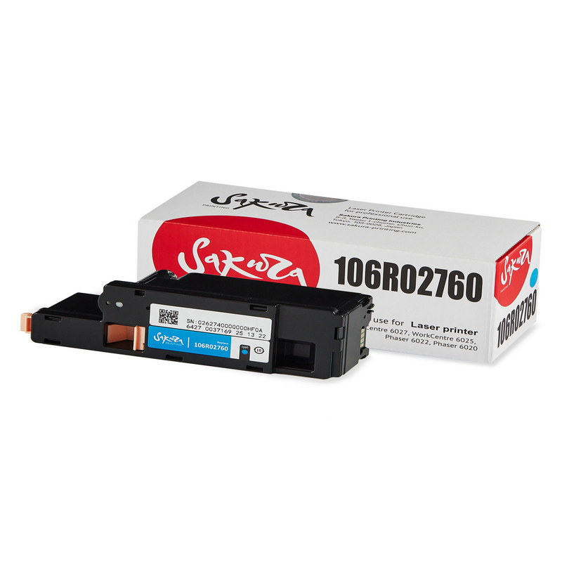 Картридж Sakura 106R02760 для XEROX, голубой, 1000 к.