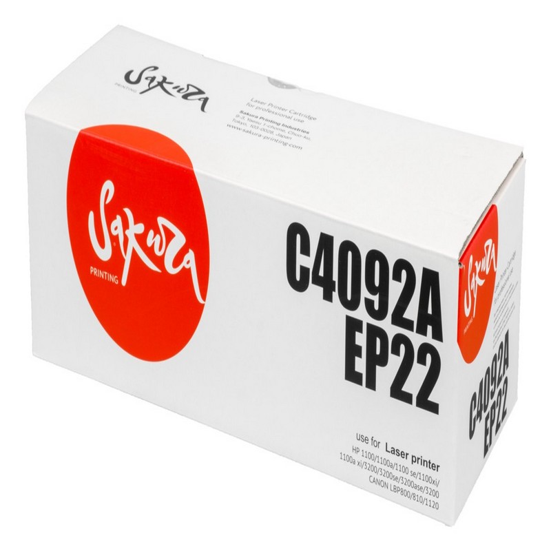 Картридж Sakura C4092A EP22 для HP, Canon, черный, 2500 к.