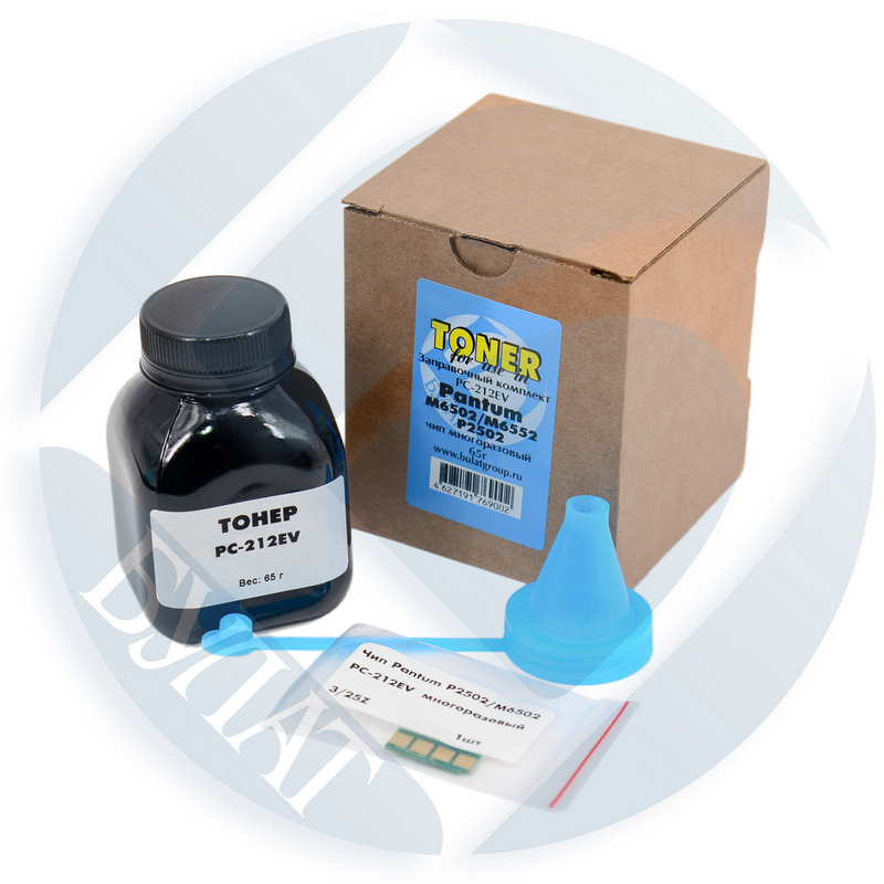 Заправочный комплект Pantum M6502 / M6552 / P2502 банка 65г/чип многоразовый PC-212EV БУЛАТ
