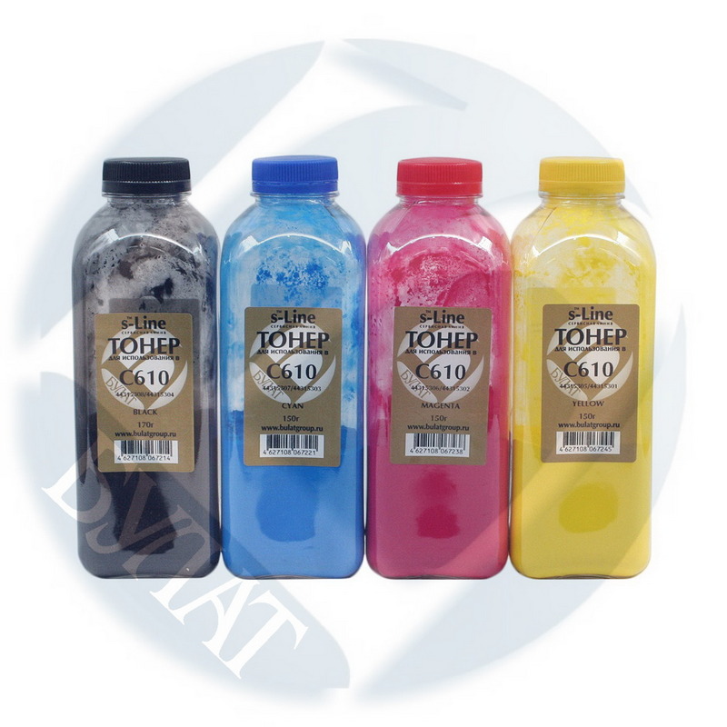 Тонер Oki C610 банка 170г 44315308 / 44315324 Black БУЛАТ s-Line